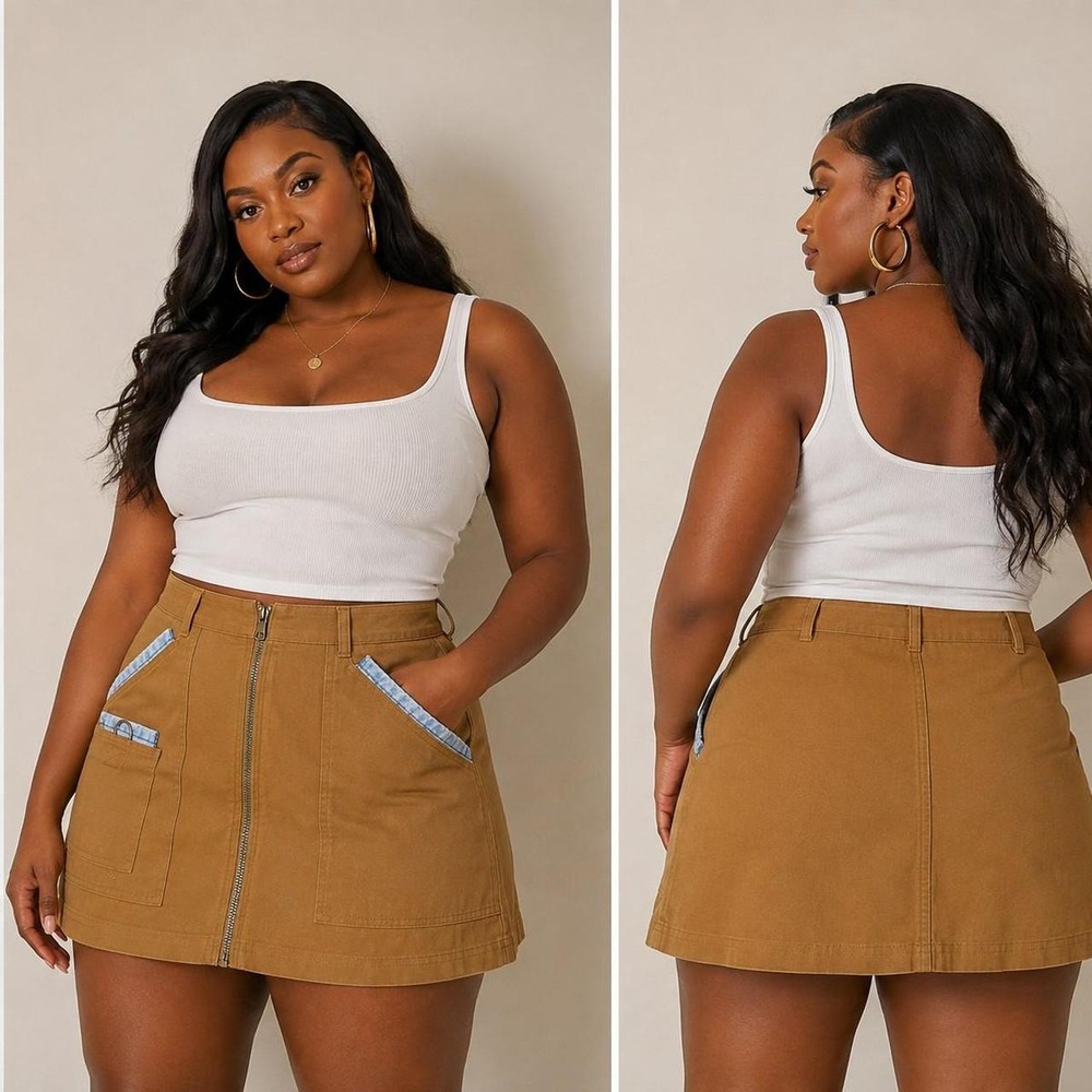 Original Eclectikxhandmade up cycle Tan mini skirt